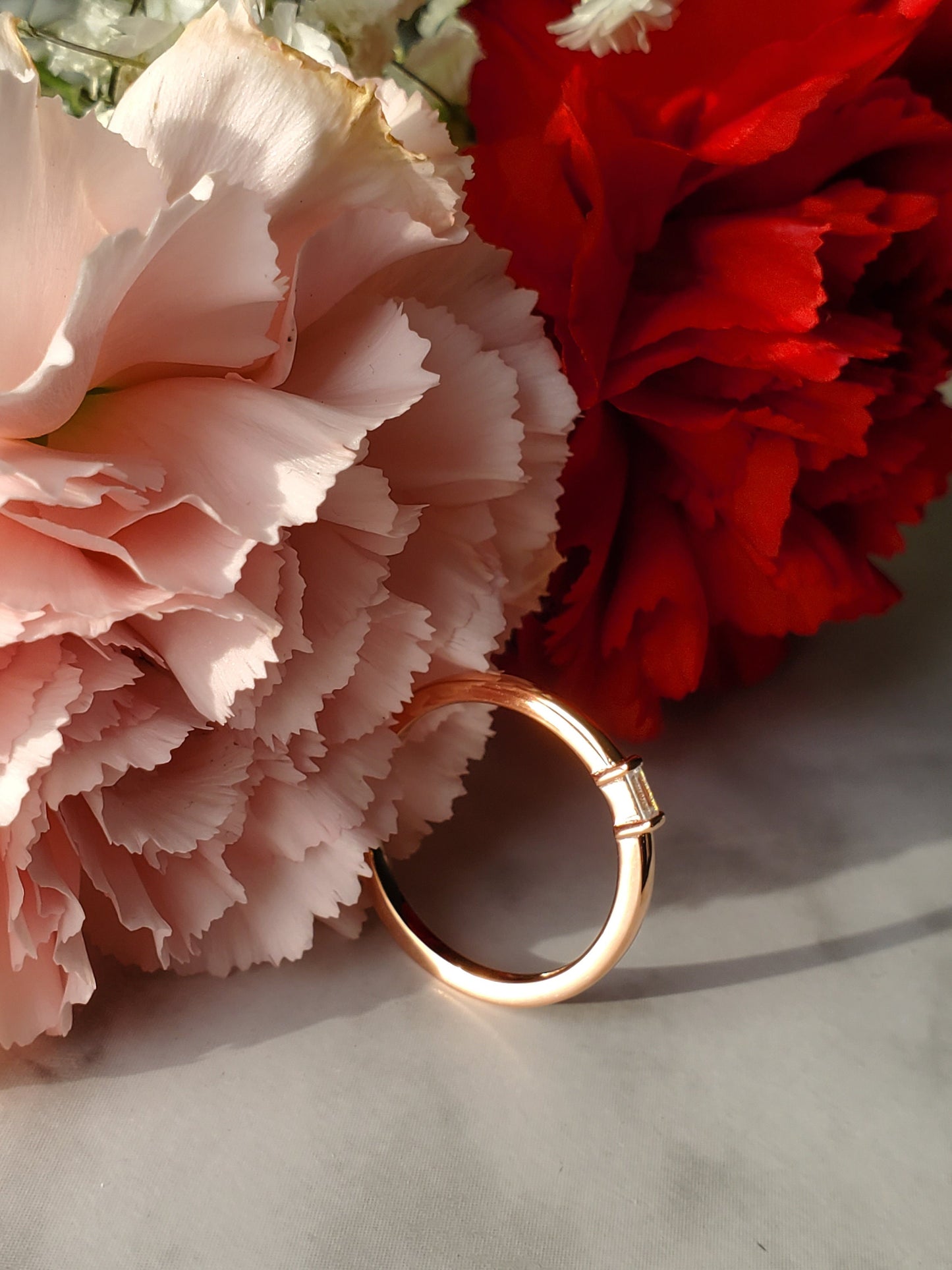 14k solid gold straight baguette, rose gold ring, stackable ring, bridal ring, minimal jewelry, wedding band, engagement ring, anniversary ring