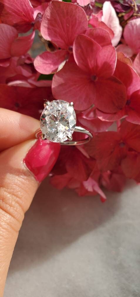 5 ct oval cz stone, oval ring, halo oval ring, engagement ring, oval cut ring, oval cz ring, statement ring, 12*10mm