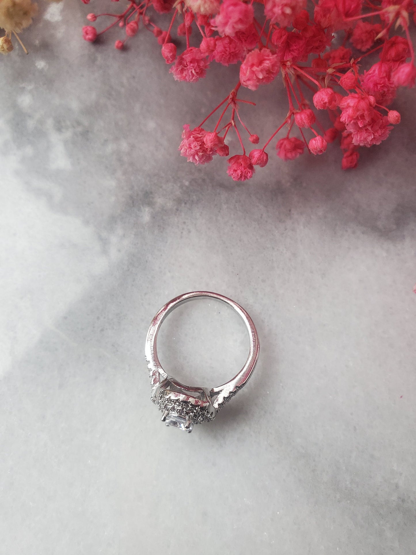 0.5 ct round ring, solitaire ring, engagement ring, stackable ring, 18k gold plated, 2rows halo pink tourmaline and cz ,fancy ring