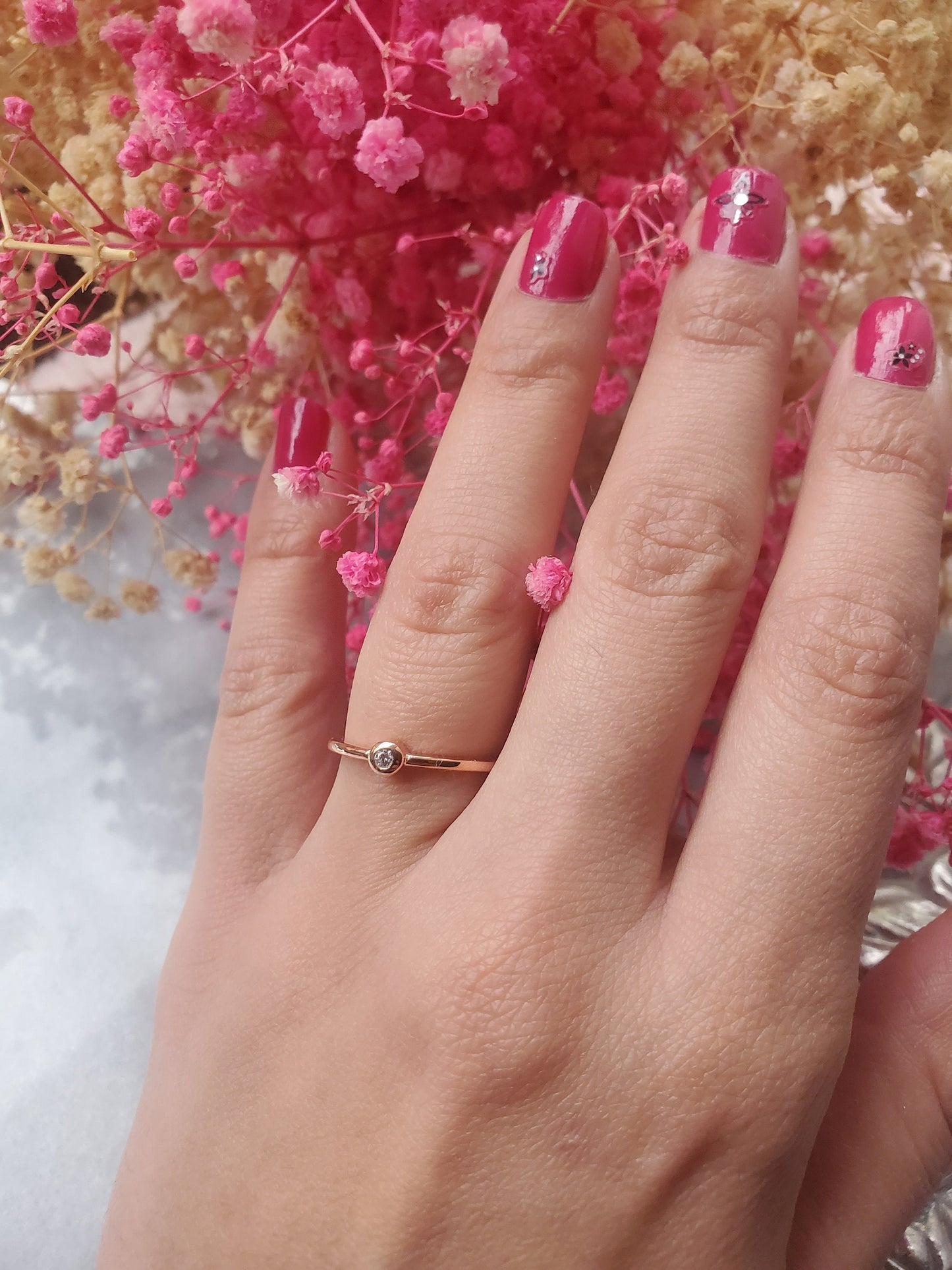 14k solid gold bezel ring, Thin ring, Delicate ,stackable ring, simple ring, rose gold ring, 925 sterling silver or 14k solid gold, engagement ring, minimalist ring