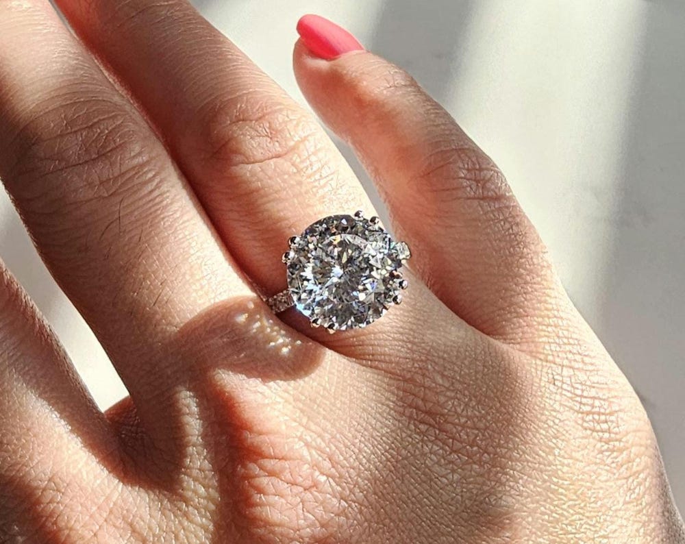 8ct Portuguese stone ring, 925 sterling silver, cubic zirconia, engagement ring