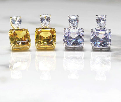 bright cz  pear and square earrings, 925 sterling silver earrings, wedding earrings, gift for her, anniversary gift