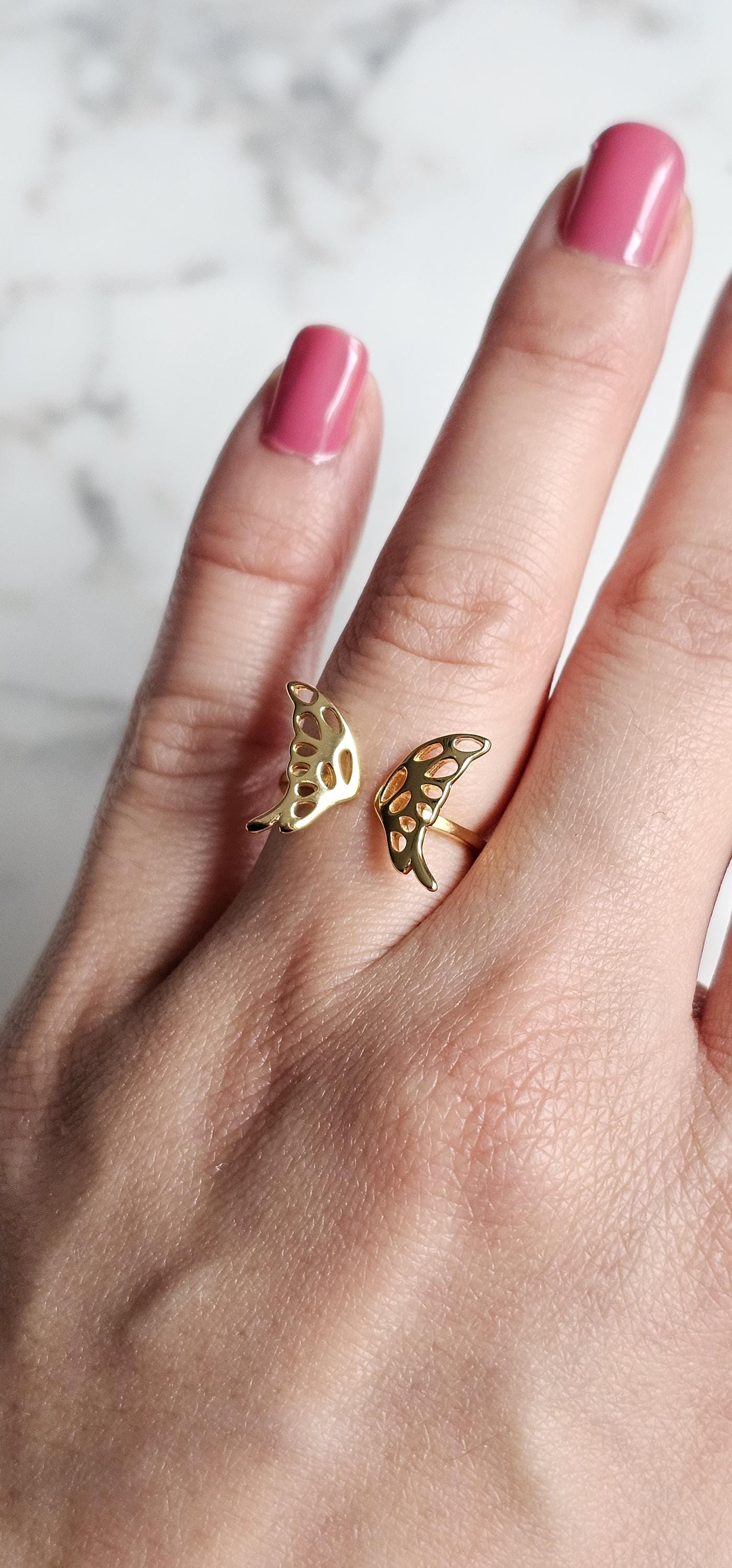 gold butterfly, 14K Gold Plated Butterfly Ring, Anniversary Gift, Teen Girl gift, 925 sterling silver ring