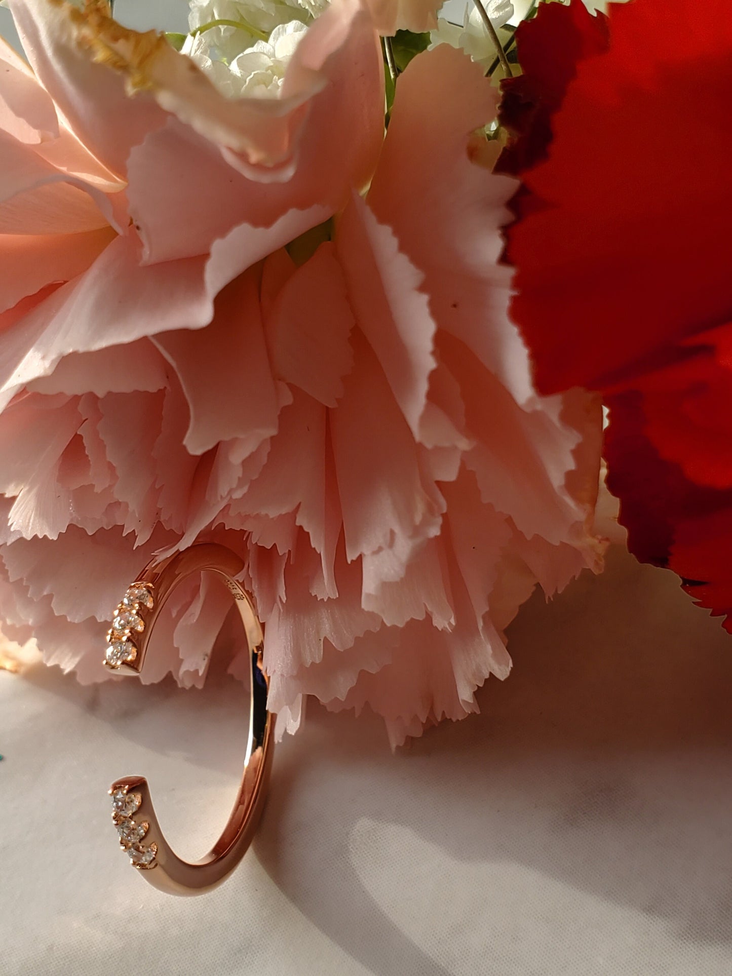 Open Ring with CZ End Caps, Anniversary Gift, rose gold ring, Present Future Ring, promise ring, Open Stackable Ring, Dainty Wedding Band