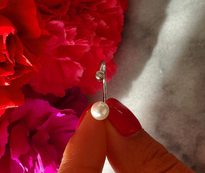 pearl End Caps ring, Anniversary Gift, gift for Her, Present Future Ring, CZ wedding band, stackable ring, pearl ring, engagement ring