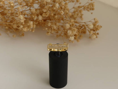 18K Gold Plated bar ring, pave ring, 925 Sterling Silver, Letter ring, Cocktail Ring, anniversary gift, minimalist, engagement ring