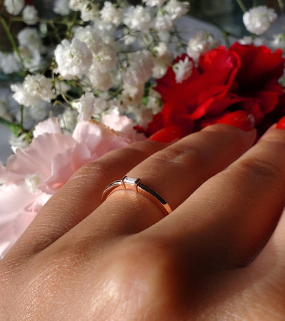 14k solid gold straight baguette, rose gold ring, stackable ring, bridal ring, minimal jewelry, wedding band, engagement ring, anniversary ring