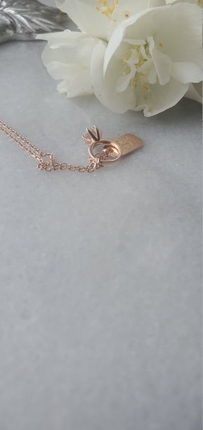 love necklace, 925 Sterling Silver, Minimalist Necklace, delicate Necklace, ring pendant, rose gold necklace, Teen Girl gift, gift for her