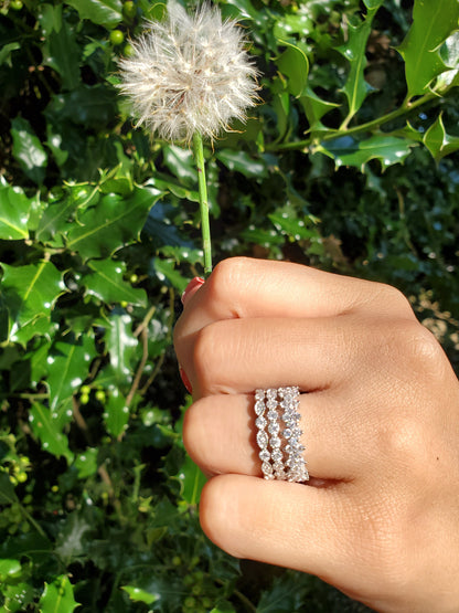 3pcs engagement ring ,Curved Wedding Band, eternity bands, 925Sterling Silver, pave wedding band, anniversary gift, jewelry