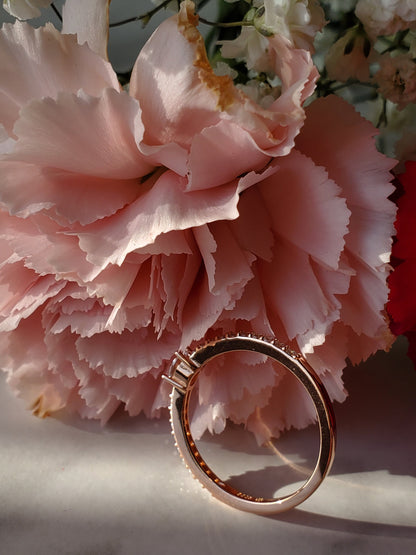 East west oval ring, simulated diamond, Rose gold plated ring, dainty oval ring, oval engagement ring, minimalist ring, propose ring, simple