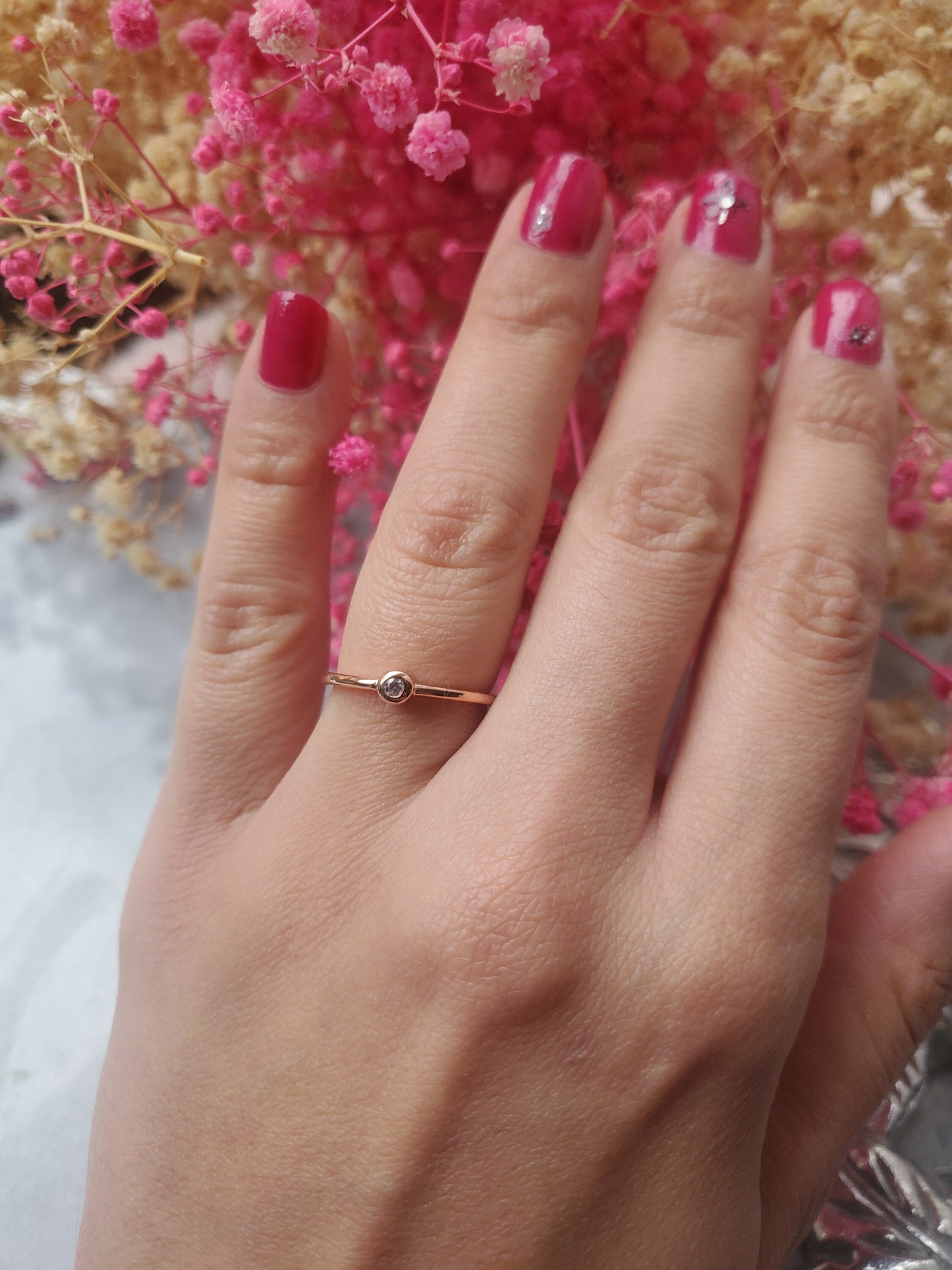 14k solid gold bezel ring, Thin ring, Delicate ,stackable ring, simple ring, rose gold ring, 925 sterling silver or 14k solid gold, engagement ring, minimalist ring