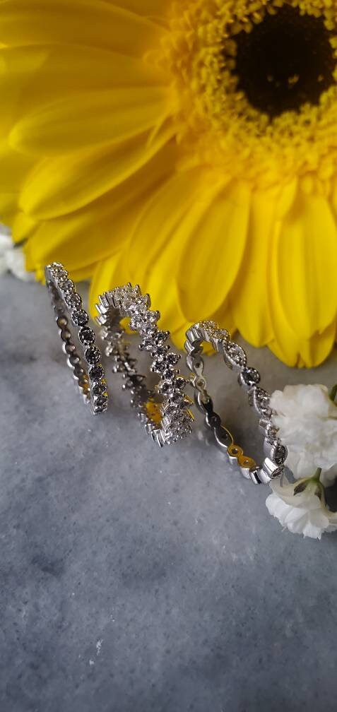 3pcs engagement ring ,Curved Wedding Band, eternity bands, 925Sterling Silver, pave wedding band, anniversary gift, jewelry