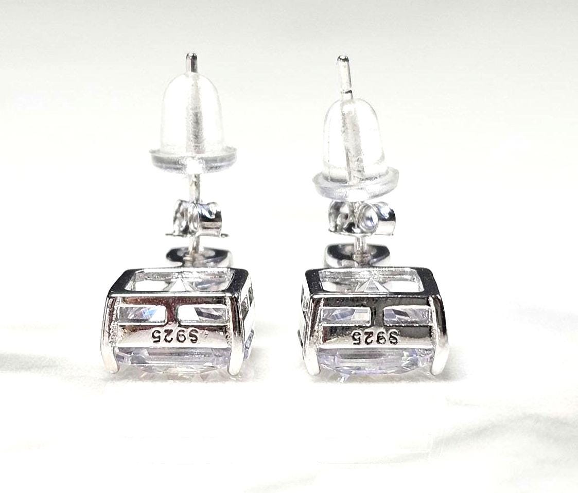 bright cz  pear and square earrings, 925 sterling silver earrings, wedding earrings, gift for her, anniversary gift