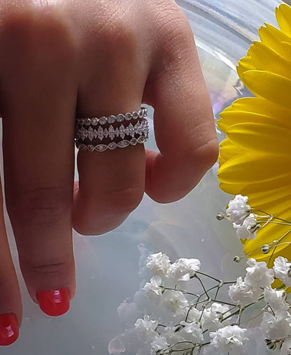 3pcs engagement ring ,Curved Wedding Band, eternity bands, 925Sterling Silver, pave wedding band, anniversary gift, jewelry