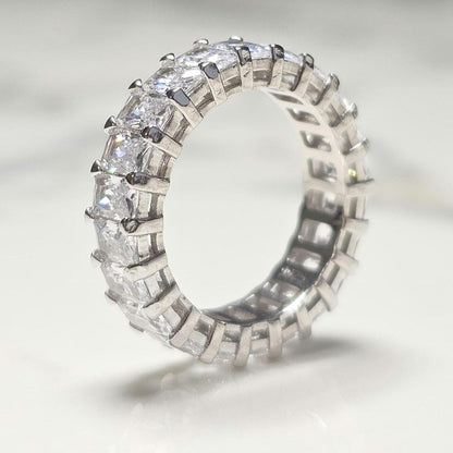 0.50ct eternity bands, emerald cut ring, 925Sterling Silver, pave wedding band, engagement ring, minimalist ring, wedding band, stackable