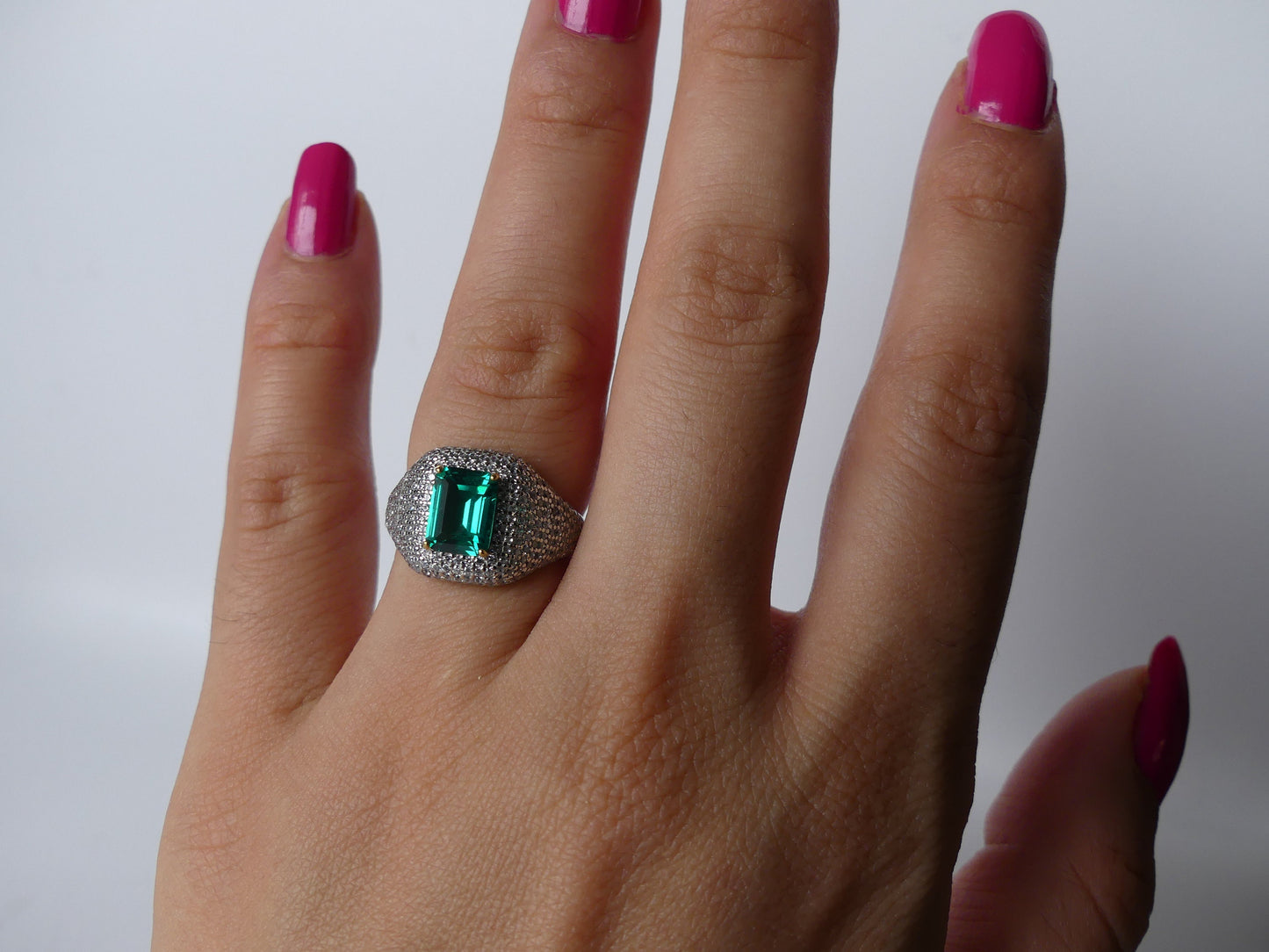 2ct Geometric ring, gemstone ring, anniversary gift, may birthstone, luxury, engagement ring, antique design, anniversary gift