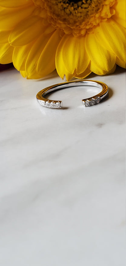 Open Ring with CZ End Caps, minimal jewelry, Anniversary Gift, Present Future Ring, promise ring, Open Stackable Ring, Dainty Wedding Band