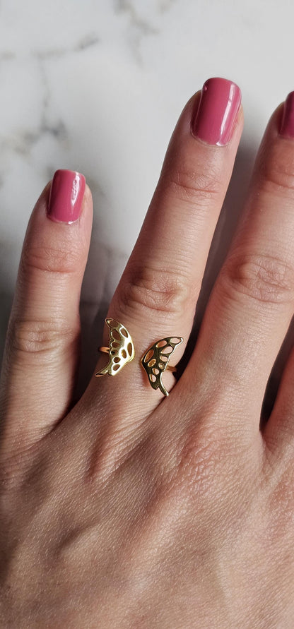 gold butterfly, 14K Gold Plated Butterfly Ring, Anniversary Gift, Teen Girl gift, 925 sterling silver ring