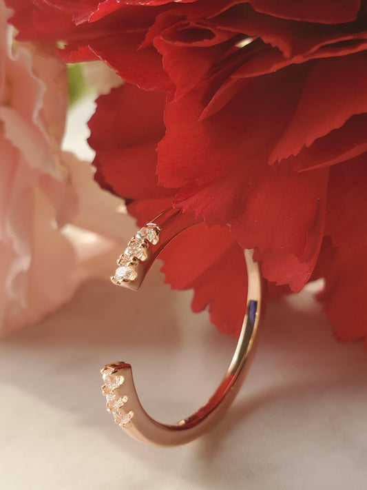 Open Ring with CZ End Caps, Anniversary Gift, rose gold ring, Present Future Ring, promise ring, Open Stackable Ring, Dainty Wedding Band