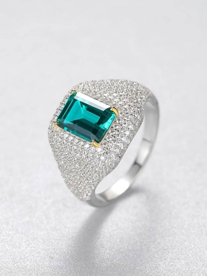 2ct Geometric ring, gemstone ring, anniversary gift, may birthstone, luxury, engagement ring, antique design, anniversary gift