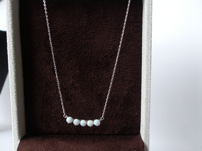 opal Necklace, charm necklace, Bar necklace, 925 Sterling Silver, October birthstone, Dainty necklace, round opal necklace, minimalist