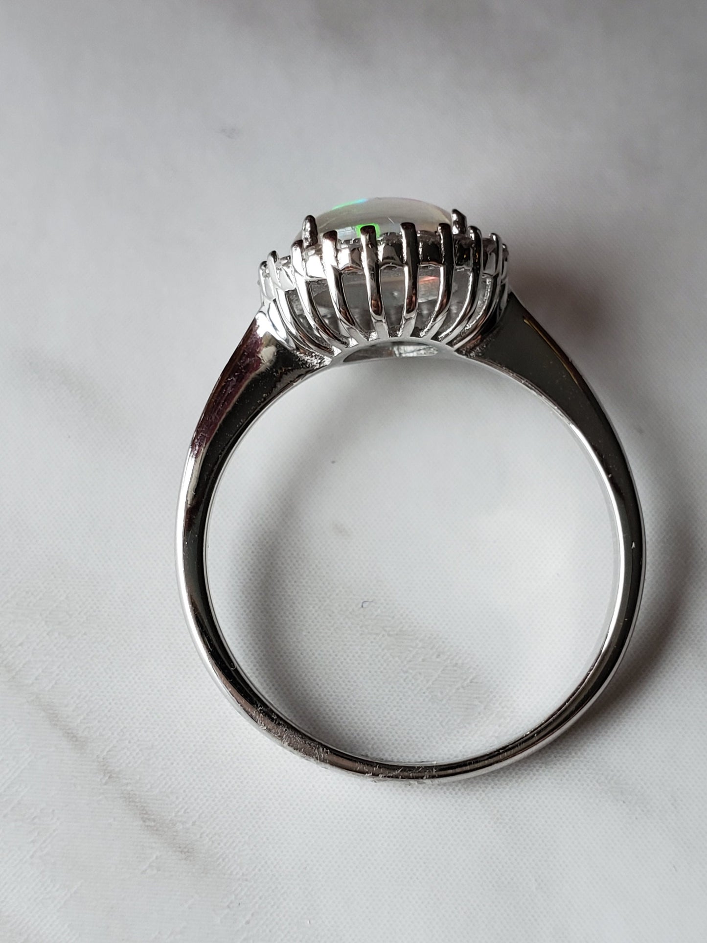 2ct round white Opal Ring ,white opal, halo ring, Anniversary ring, Present Future Ring, cz wedding ring, gift for her, engagement ring