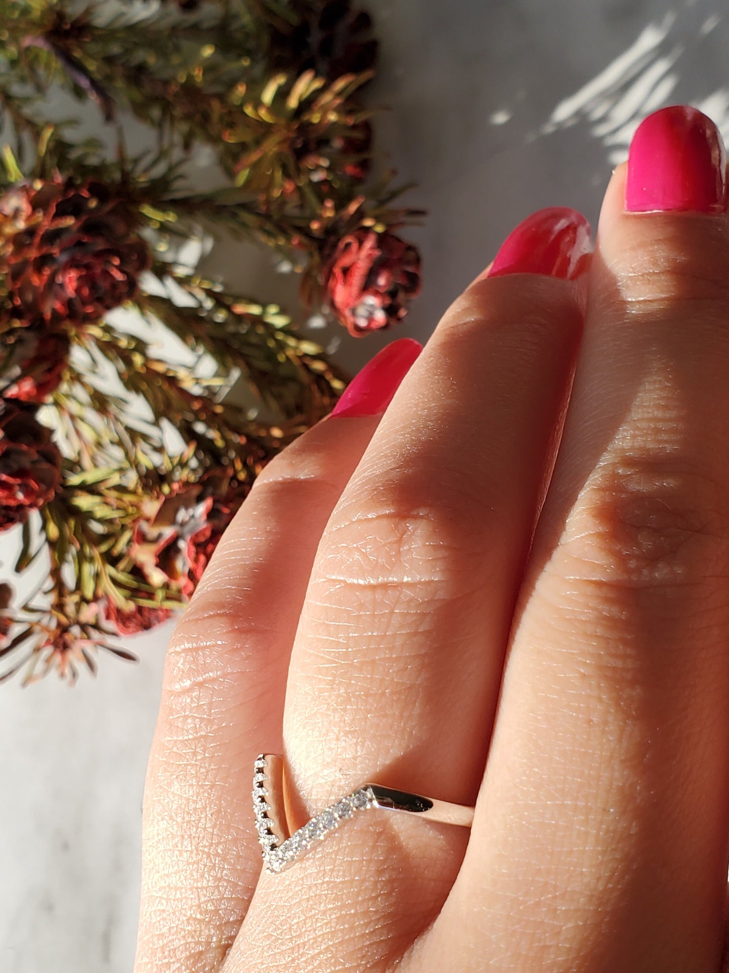 chevron Ring ,V shape, anniversary ring, Present Future Ring, bridal ring, half eternity ring, wedding ring, gift for her, engagement ring