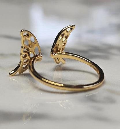 gold butterfly, 14K Gold Plated Butterfly Ring, Anniversary Gift, Teen Girl gift, 925 sterling silver ring