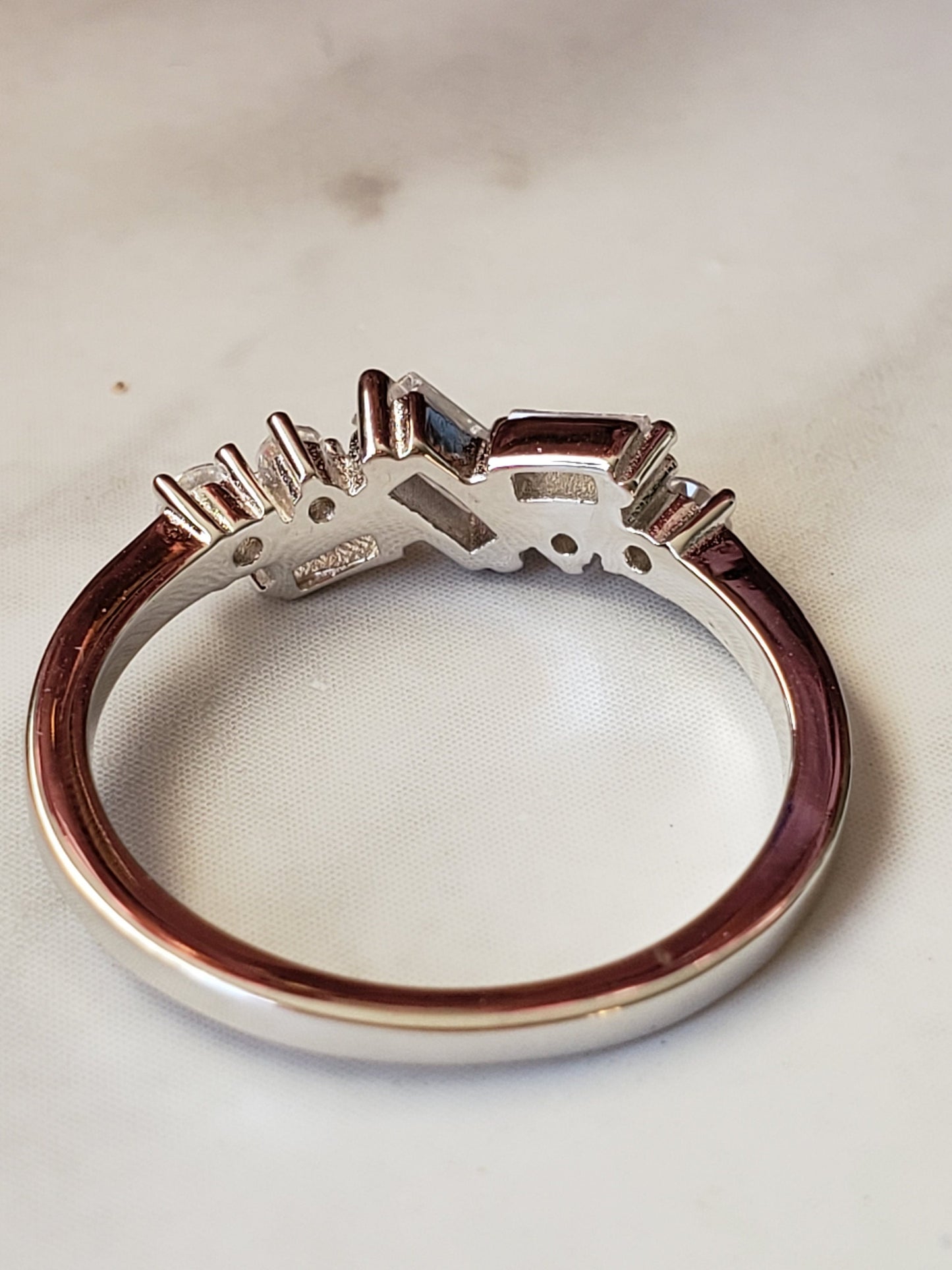 Dainty CZ ring, baguette ring, cz stacking ring, half eternity wedding band, simulated Baguette ring, wedding ring, anniversary ring