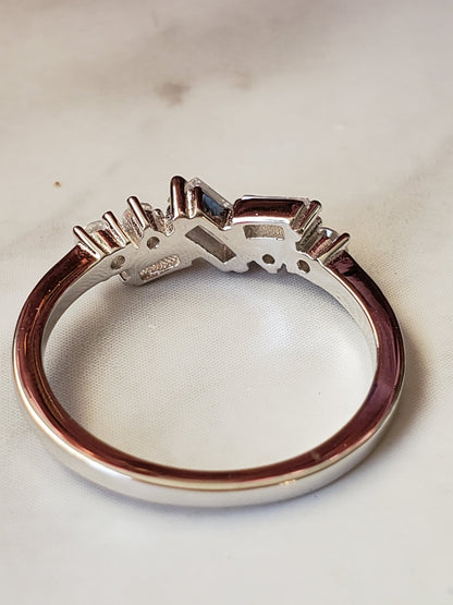 Dainty CZ ring, baguette ring, cz stacking ring, half eternity wedding band, simulated Baguette ring, wedding ring, anniversary ring