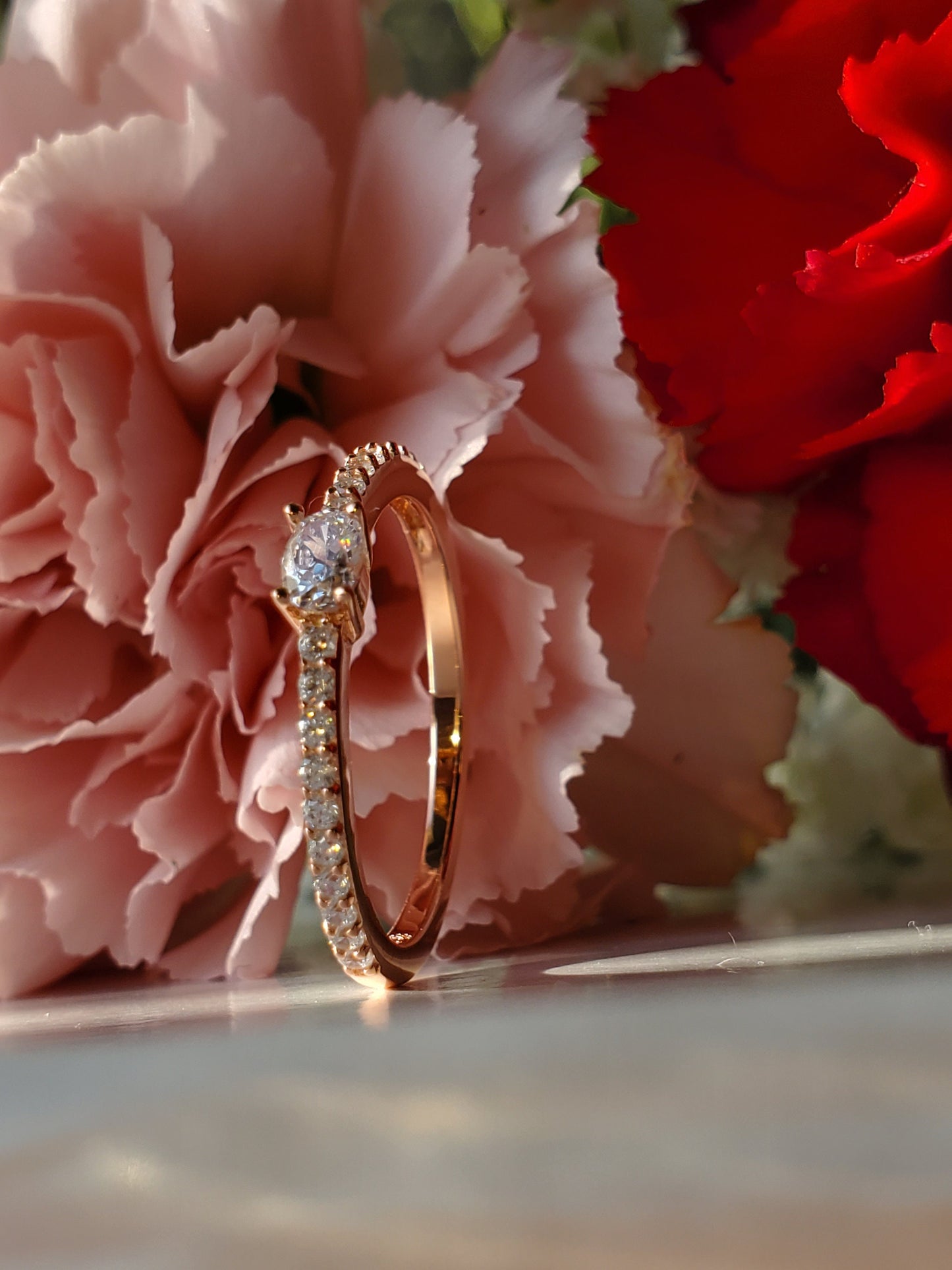 East west oval ring, simulated diamond, Rose gold plated ring, dainty oval ring, oval engagement ring, minimalist ring, propose ring, simple