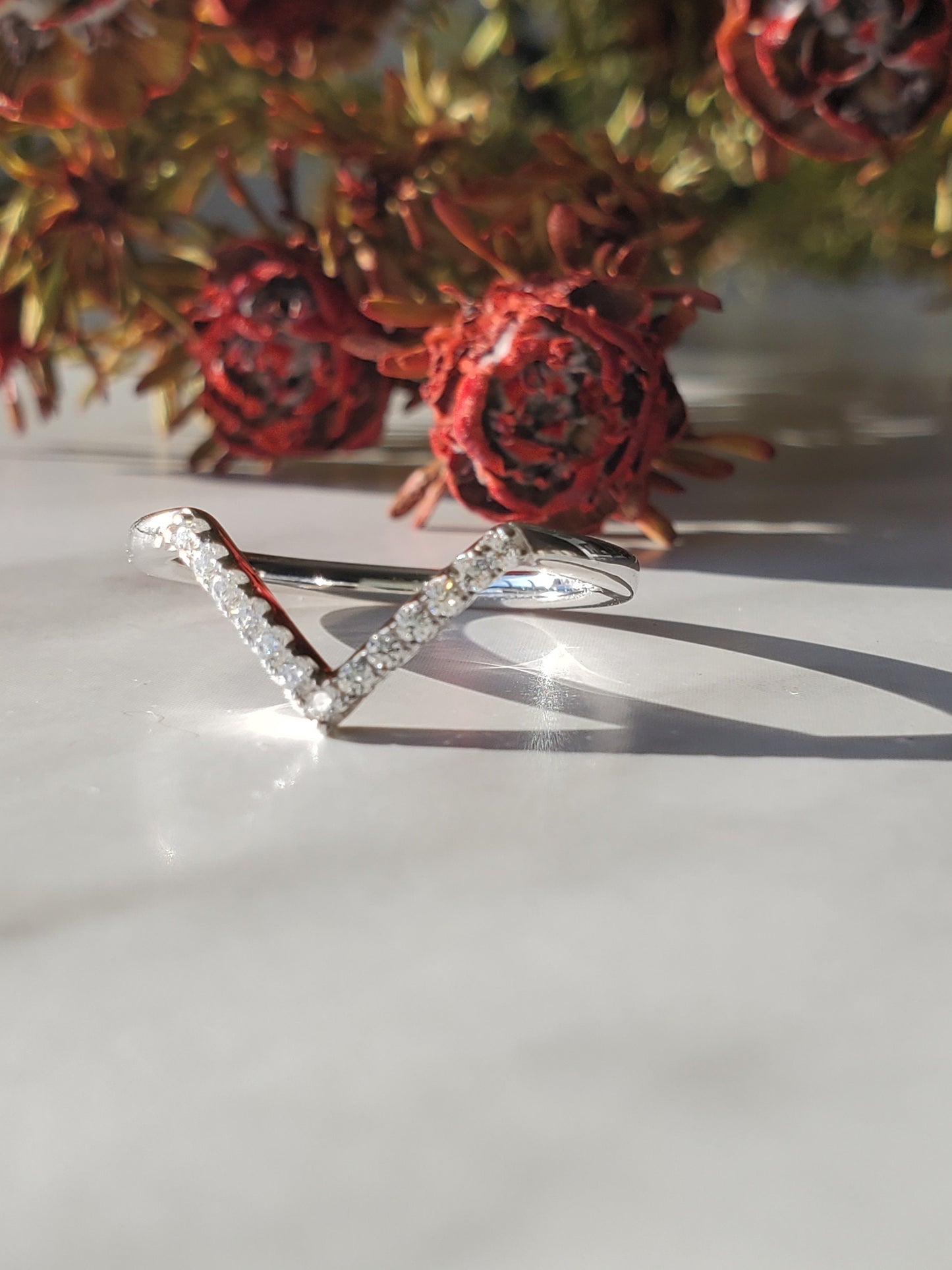 chevron Ring ,V shape, anniversary ring, Present Future Ring, bridal ring, half eternity ring, wedding ring, gift for her, engagement ring