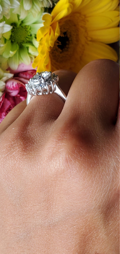 3ct oval cz stone, halo oval ring, cz floral ring, engagement ring, wedding ring, oval cz ring, anniversary ring, luxury ring, arc deco ring