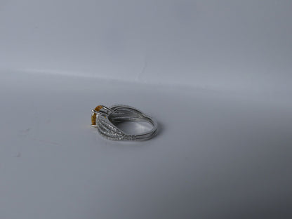 round citrine ring, yellow stone Ring, arc deco, anniversary ring, yellow stone ring, engagement ring, solitaire, geometric ring, antique