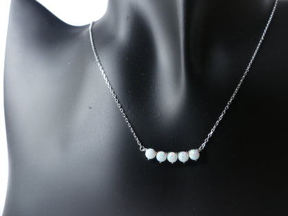 opal Necklace, charm necklace, Bar necklace, 925 Sterling Silver, October birthstone, Dainty necklace, round opal necklace, minimalist