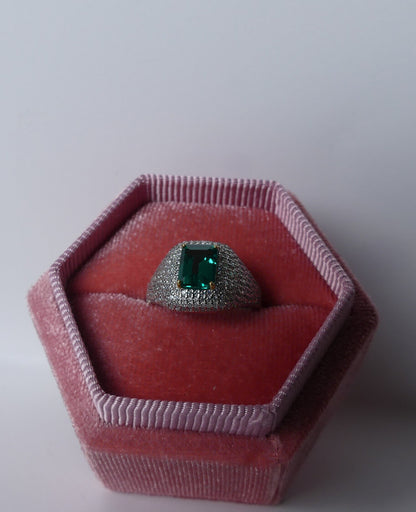 2ct Geometric ring, gemstone ring, anniversary gift, may birthstone, luxury, engagement ring, antique design, anniversary gift