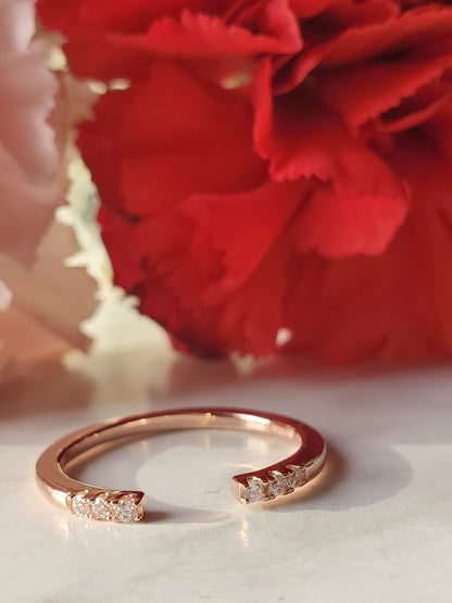 Open Ring with CZ End Caps, Anniversary Gift, rose gold ring, Present Future Ring, promise ring, Open Stackable Ring, Dainty Wedding Band
