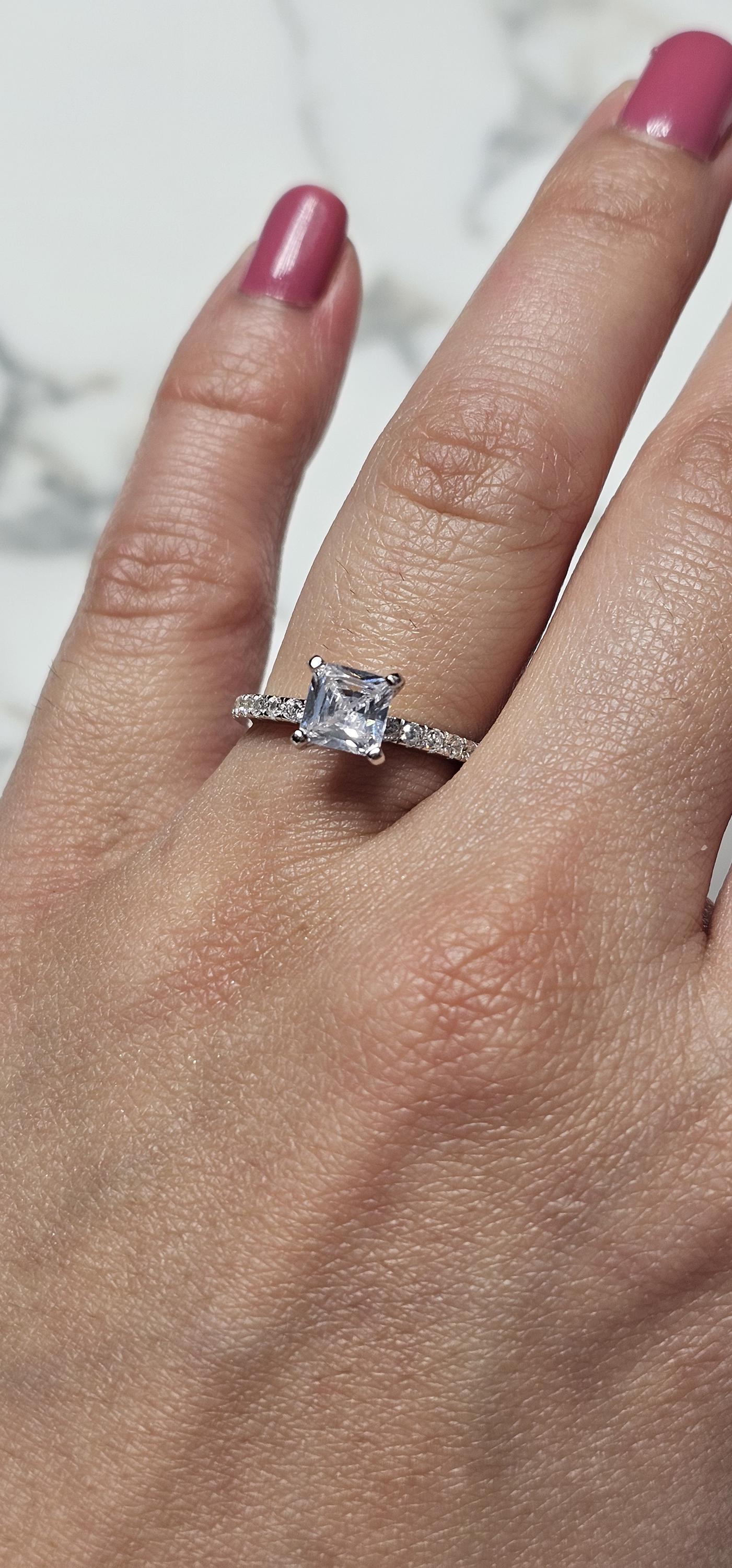 1ct square cz ring, antik cushion Cut ring, 925 silver ring, half eternity Ring, engagement ring, wedding ring, half eternity ring