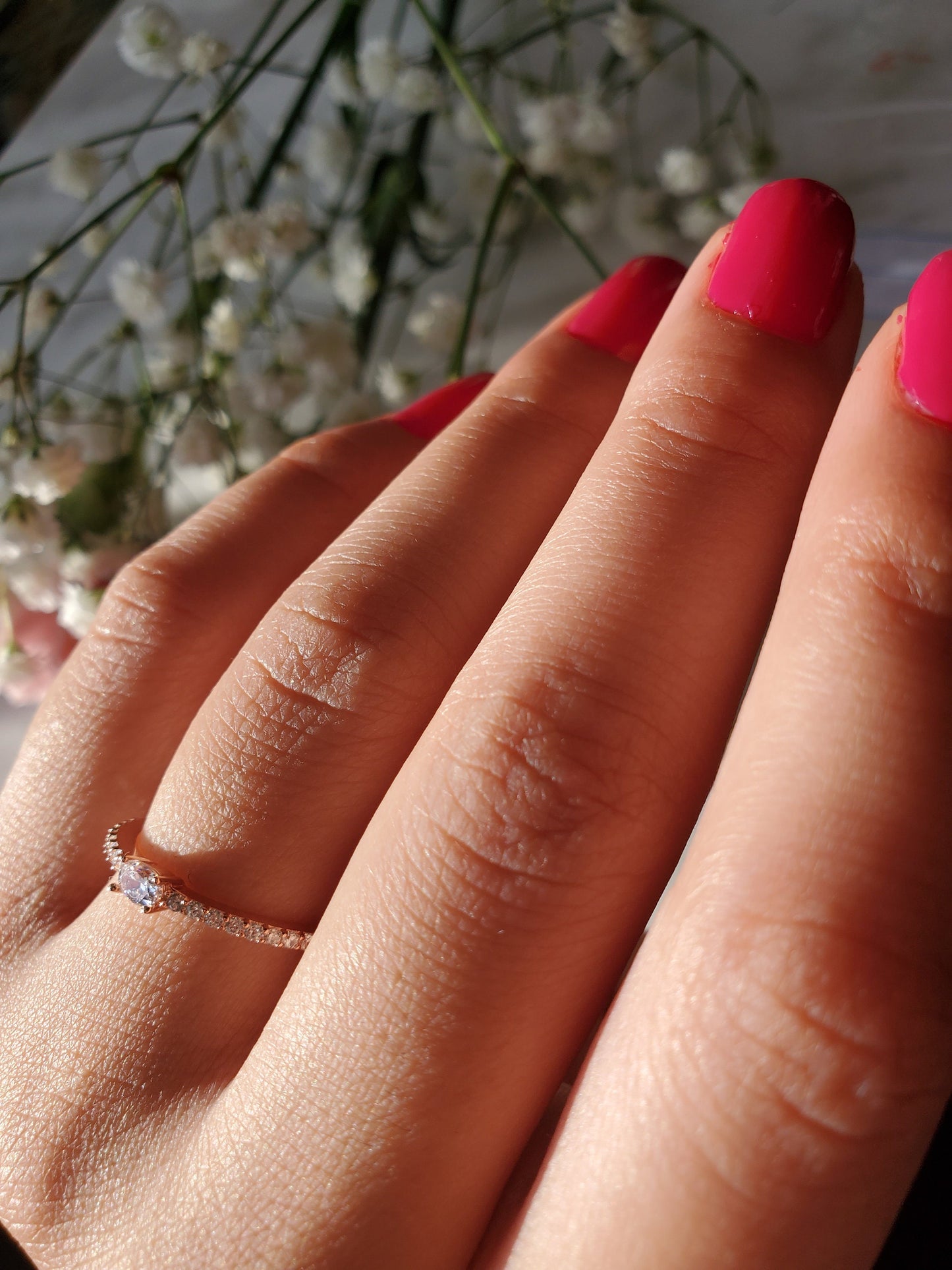 East west oval ring, simulated diamond, Rose gold plated ring, dainty oval ring, oval engagement ring, minimalist ring, propose ring, simple