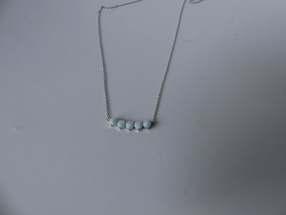 opal Necklace, charm necklace, Bar necklace, 925 Sterling Silver, October birthstone, Dainty necklace, round opal necklace, minimalist