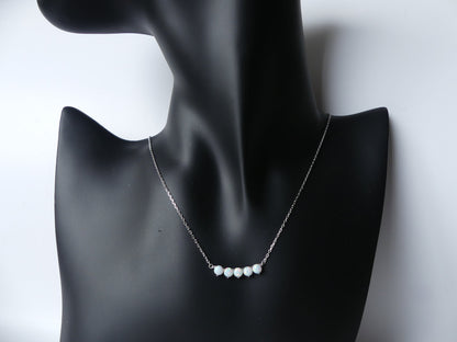 opal Necklace, charm necklace, Bar necklace, 925 Sterling Silver, October birthstone, Dainty necklace, round opal necklace, minimalist