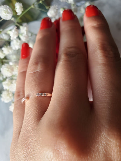 Open Ring with CZ End Caps, Anniversary Gift, rose gold ring, Present Future Ring, promise ring, Open Stackable Ring, Dainty Wedding Band