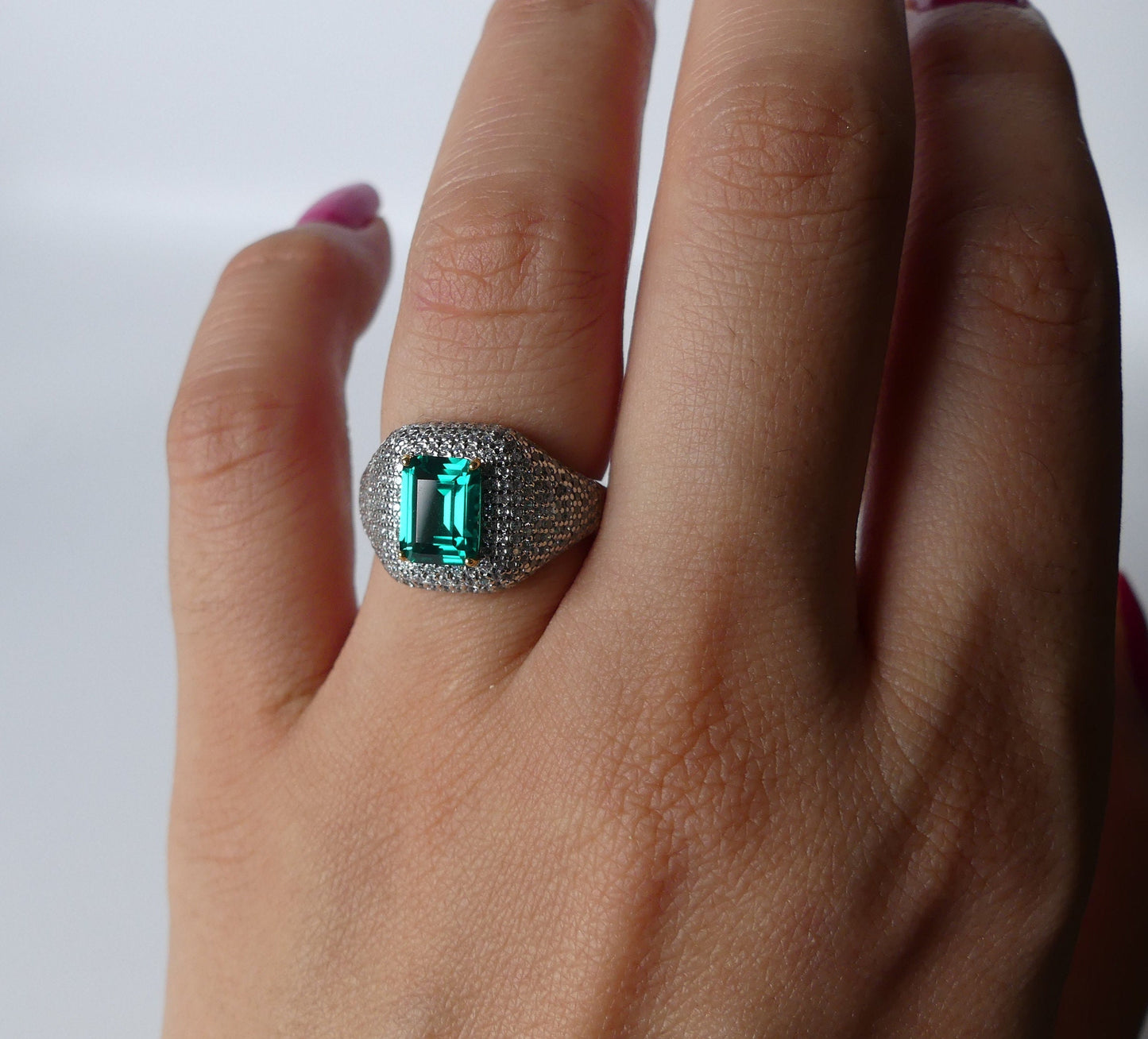 2ct Geometric ring, gemstone ring, anniversary gift, may birthstone, luxury, engagement ring, antique design, anniversary gift