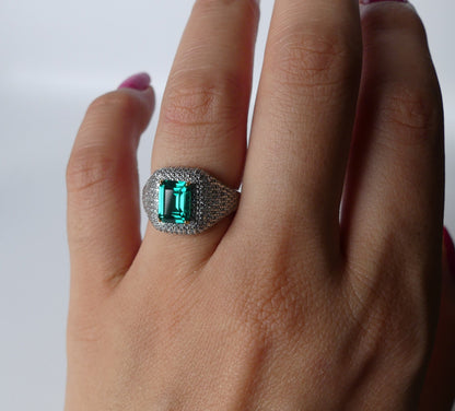 2ct Geometric ring, gemstone ring, anniversary gift, may birthstone, luxury, engagement ring, antique design, anniversary gift