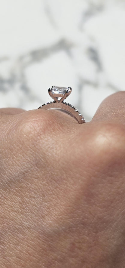 1ct square cz ring, antik cushion Cut ring, 925 silver ring, half eternity Ring, engagement ring, wedding ring, half eternity ring