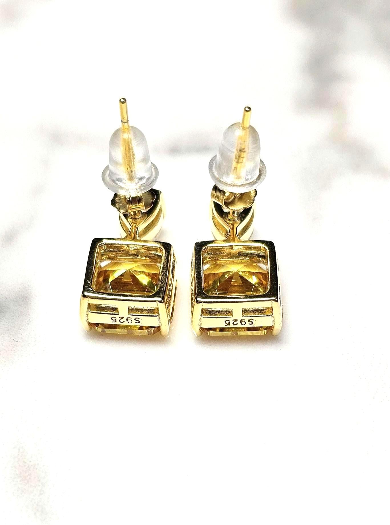 bright yellow citrine, 18k yellow gold vermeil, wedding earrings, anniversary gift, dainty stud earring, march birthstone, sunshine jewelry