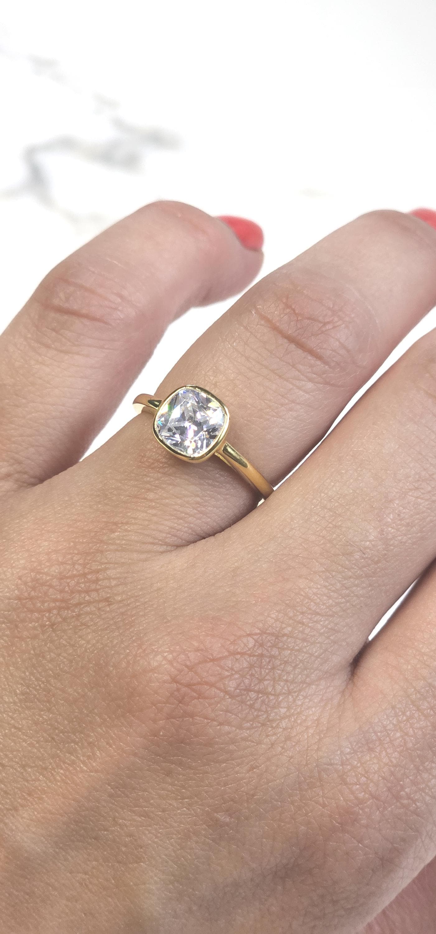 2ct cushion cut ring, 925 sterling silver high carbon diamond white solitaire ring, minimalist band ring, engagement ring, bezel ring