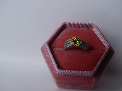 round citrine ring, yellow stone Ring, arc deco, anniversary ring, yellow stone ring, engagement ring, solitaire, geometric ring, antique