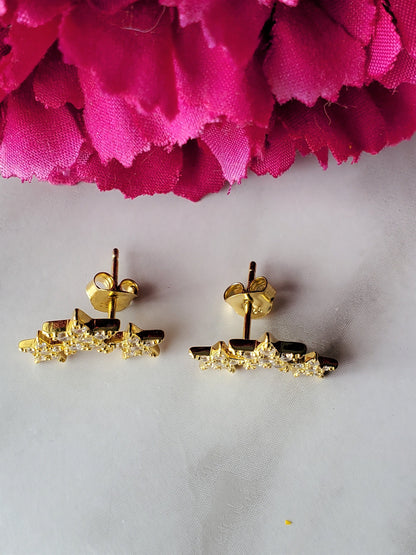 gold Star Stud Earrings, Star Earrings, simple earrings, pave earrings, delicate earrings, simulated diamond, sterling silver