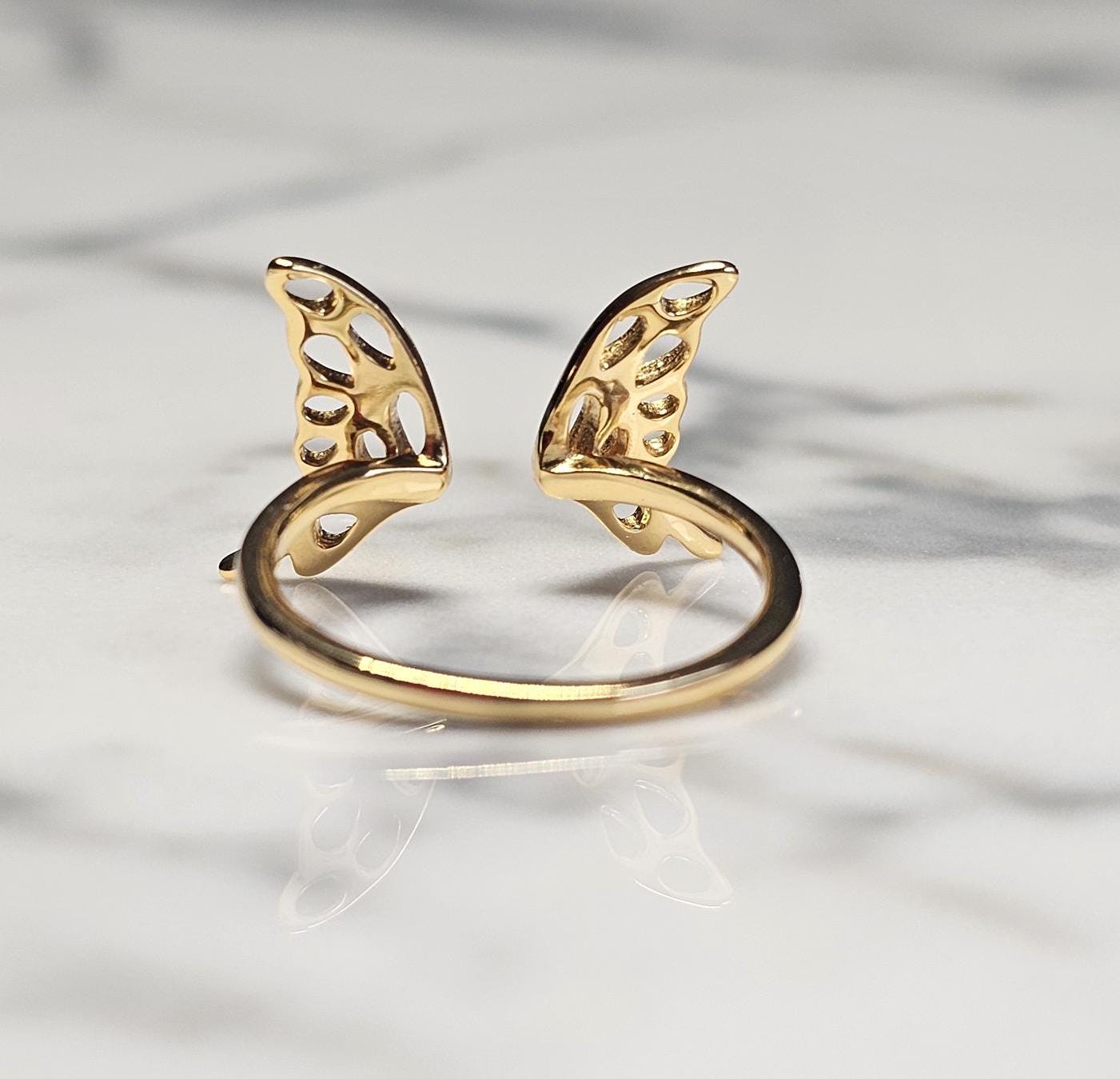 gold butterfly, 14K Gold Plated Butterfly Ring, Anniversary Gift, Teen Girl gift, 925 sterling silver ring